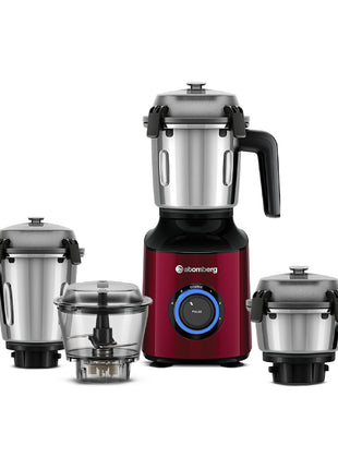 Atomberg Zenova Mixer Grinder | Unique Coarse Mode for Silbatta-like Texture | Intelligent BLDC Motor | Safety Features | 4 Jars including Chopper | Hands-Free Operation (Red Wine) 