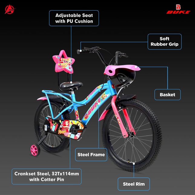 Avon Buke Magic 20T MTB Bicycle Bike for Girls,Frame Size 10"|Rigid Fork&Caliper Brake|Wheel Size: 20",Hi Raised Handle Bar|Ideal Cycle for Kids: 6-8 Years,Steel Rim(Blue),17 Inch 
