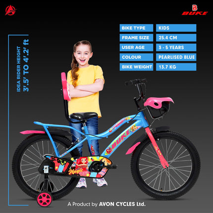 Avon Buke Magic 20T MTB Bicycle Bike for Girls,Frame Size 10"|Rigid Fork&Caliper Brake|Wheel Size: 20",Hi Raised Handle Bar|Ideal Cycle for Kids: 6-8 Years,Steel Rim(Blue),17 Inch 