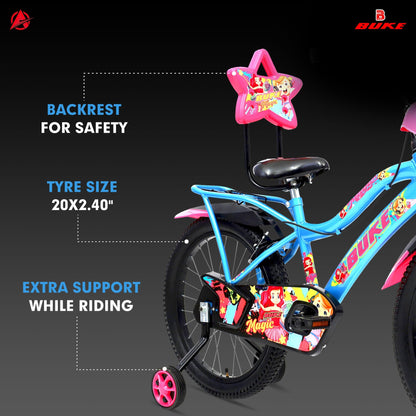 Avon Buke Magic 20T MTB Bicycle Bike for Girls,Frame Size 10"|Rigid Fork&Caliper Brake|Wheel Size: 20",Hi Raised Handle Bar|Ideal Cycle for Kids: 6-8 Years,Steel Rim(Blue),17 Inch 