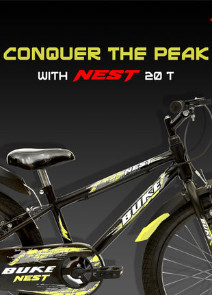 Avon Buke Nest 20T BMX Cycle for Boys, Bicycle Bike BMX, High-Tensile Steel| Ideal Cycle for BigKids|Rigid Fork|V Brake|Steel Rim, V 'Brake, 11 Inch Frame (Black Matt Gloss Finish) 