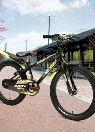 Avon Buke Nest 20T BMX Cycle for Boys, Bicycle Bike BMX, High-Tensile Steel| Ideal Cycle for BigKids|Rigid Fork|V Brake|Steel Rim, V 'Brake, 11 Inch Frame (Black Matt Gloss Finish) 