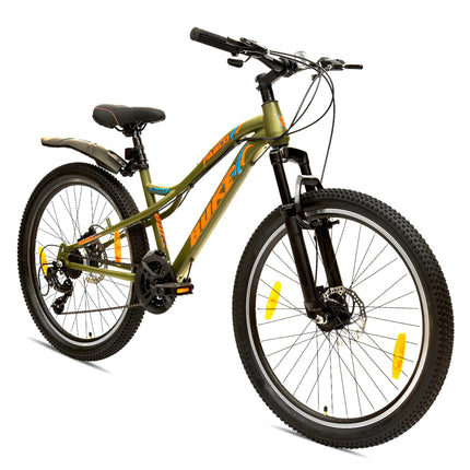 Avon Buke Pablo 26T MTB Bicycles for Men, 21 Shimano Gear |Steel Frame: 18" inch|Front Suspension|Disc Brake & Double Wall Alloy Rim/Short Bend/ (Matt Finish Army Green) 