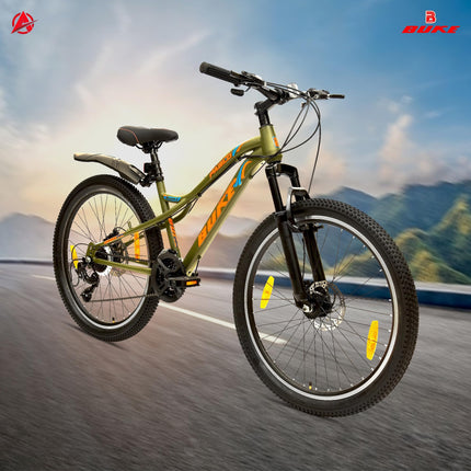 Avon Buke Pablo 26T MTB Bicycles for Men, 21 Shimano Gear |Steel Frame: 18" inch|Front Suspension|Disc Brake & Double Wall Alloy Rim/Short Bend/ (Matt Finish Army Green) 