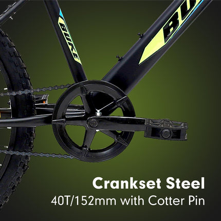 Avon Buke Spike 24T MTB Bicycles for Men|Tyre: 24 inches, Frame Size: 15.9'' Steel |Chainwheel with PVC Disc, Short Bend | Suspension Fork & Front & Rear Disc Break (Matt Black) 