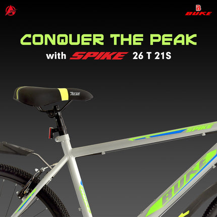 Avon Buke Spike Bicycle for Men, City Bike 26T with 21 Speed |Frame Size:c18.5 | Wheel Size:26" | Short Bend Handle bar | Rigid Fork with V 'Brakes | Chainwheel with PVC, Steel Rim(Matt Grey) 