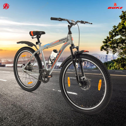 Avon Buke Steam Bicycles 26T MTB Cycle for Adults | Wheel Size: 26" Inch | High-Tensile Steel Frame 18 Inches | Rigid Suspension, DISC Brake/Short Bend and Steel Rim (Matt Gloss Finish Grey) 