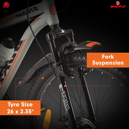 Avon Buke Steam Cycle for Men 26T MTB Adult Bicycle, Wheel Size: 26" Inch |Front High-Tensile Steel Frame 18 Inches | Suspension, Short Bend, Disc Brake and Double Wall Alloy (Matt Gloss Finish Grey) 