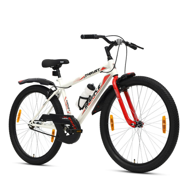 Avon Buke Thrust 26T MTB Bicycles for Adults|Wheel Size:26 inches|Steel Frame:17.5 inches Rigid Fork, Caliper Brake, Steel Rim, Mudguards & Bottle Stand|Short Bend, Matt Gloss Finish(White) 