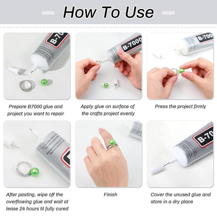 B7000 (50ML/1.68) fl.oz Mobile Phones,Artificial Crystal Crafts, Jewelry, Beads, Clothes, Shoes, Fabrics,Screen Repair, Metal, Stone, Glass | Cyanoacrylate 