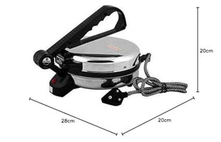 BAJAJ VACCO® Electric Go-Ezzee Chapati/Roti/Khakhra Maker C-02 Wattage 900, Stainless Steel, Black 