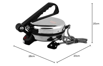 BAJAJ VACCO® Electric Go-Ezzee Chapati/Roti/Khakhra Maker C-02 Wattage 900, Stainless Steel, Black 