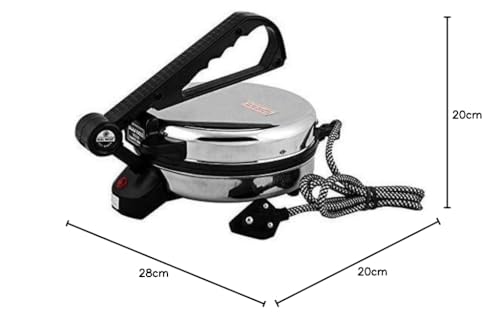 BAJAJ VACCO® Electric Go-Ezzee Chapati/Roti/Khakhra Maker C-02 Wattage 900, Stainless Steel, Black 