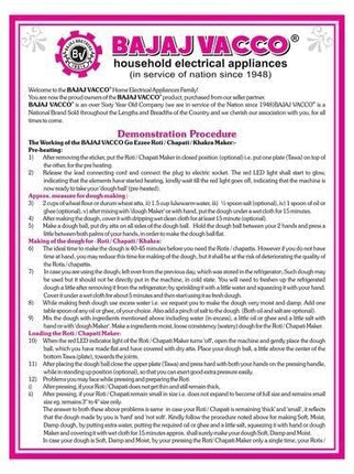 BAJAJ VACCO® Electric Go-Ezzee Chapati/Roti/Khakhra Maker C-02 Wattage 900, Stainless Steel, Black 