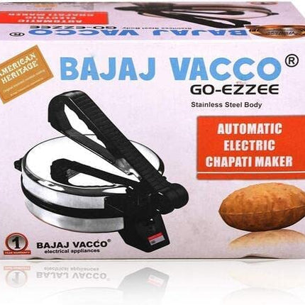 BAJAJ VACCO® Electric Go-Ezzee Chapati/Roti/Khakhra Maker C-02 Wattage 900, Stainless Steel, Black 