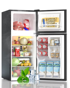 BANGSON 4.0 Cu.Ft Small Refrigerator with Freezer, Small Fridge with Top Freezer, for Apartment, Bedroom, Dorm, and Office, Double Door, Black 