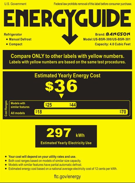 BANGSON 4.0 Cu.Ft Small Refrigerator with Freezer, Small Fridge with Top Freezer, for Apartment, Bedroom, Dorm, and Office, Double Door, Black 
