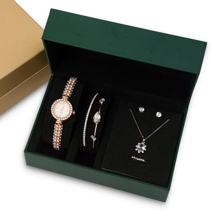 BAREPEPE Rose Gold Watch Gift Set For Women/Girls with Jewellery - Gift for Wife, Sister, Mother, Girlfriend, Valentines Day, Rakshabhandhan/Rakhi 