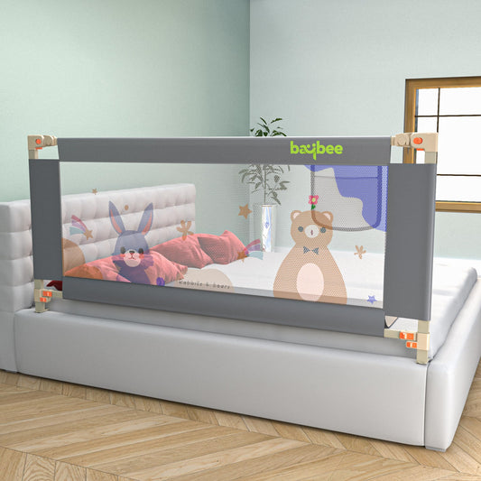 BAYBEE Baby Bed Rail Guard for Baby Safety with 28 Height Adjustable, Portable Bed Side Protector for Baby Falling | Foldable Single Side Bed Railing for Baby Toddler (1 Side, Grey, 180x80cm) 