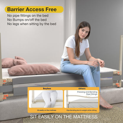 BAYBEE Baby Bed Rail Guard for Baby Safety with 28 Height Adjustable, Portable Bed Side Protector for Baby Falling | Foldable Single Side Bed Railing for Baby Toddler (1 Side, Grey, 180x80cm) 