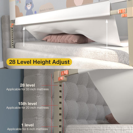 BAYBEE Baby Bed Rail Guard for Baby Safety with 28 Height Adjustable, Portable Bed Side Protector for Baby Falling | Foldable Single Side Bed Railing for Baby Toddler (1 Side, Grey/White, 150x80cm) 