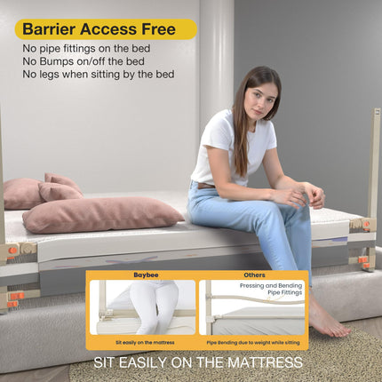 BAYBEE Baby Bed Rail Guard for Baby Safety with 28 Height Adjustable, Portable Bed Side Protector for Baby Falling | Foldable Single Side Bed Railing for Baby Toddler (1 Side, Grey/White, 150x80cm) 