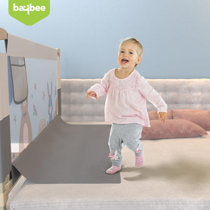 BAYBEE Baby Bed Rail Guard for Baby Safety with 28 Height Adjustable, Portable Bed Side Protector for Baby Falling | Foldable Single Side Bed Railing for Baby Toddler (1 Side, Grey/White, 150x80cm) 