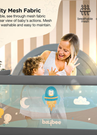 BAYBEE Baby Bed Rail Guard for Baby Toddlers Safety, Portable Kids Bed Rail Safeguard Fence with Adjustable Height | Foldable Single Side Bed Protector for Newborn Baby Falling (180x63cm, Grey) 