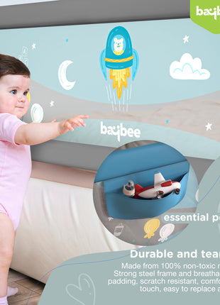 BAYBEE Baby Bed Rail Guard for Baby Toddlers Safety, Portable Kids Bed Rail Safeguard Fence with Adjustable Height | Foldable Single Side Bed Protector for Newborn Baby Falling (180x63cm, Grey) 