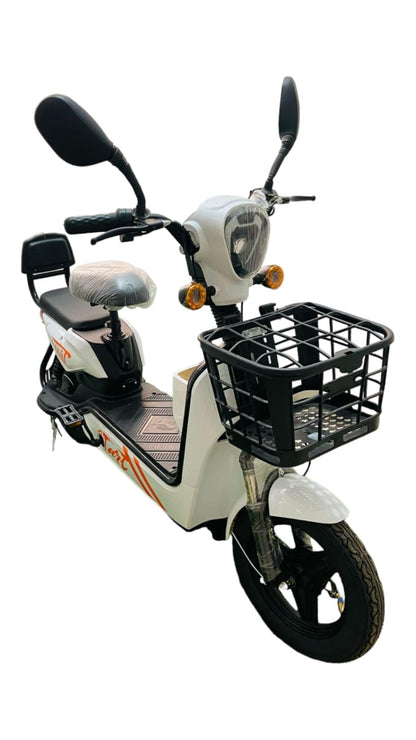 BEAM Fat Tyre Electric Scooter with Wheel Size 10" Sturdy 250W Motor Dual Suspension Dual Drum Brakes City Bicycle with 55 Kms Range (White) 