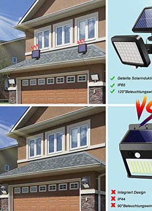 BENMA Solar Lights for Outdoors, 56 LEDs, Solar Lights, 120° Super Bright Solar Wall Light with Motion Sensor, IP65 Waterproof Garden Security Wall Light with 5 m Cable 