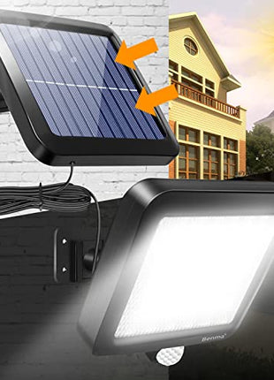 BENMA Solar Lights for Outdoors, 56 LEDs, Solar Lights, 120° Super Bright Solar Wall Light with Motion Sensor, IP65 Waterproof Garden Security Wall Light with 5 m Cable 