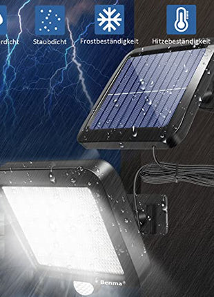 BENMA Solar Lights for Outdoors, 56 LEDs, Solar Lights, 120° Super Bright Solar Wall Light with Motion Sensor, IP65 Waterproof Garden Security Wall Light with 5 m Cable 