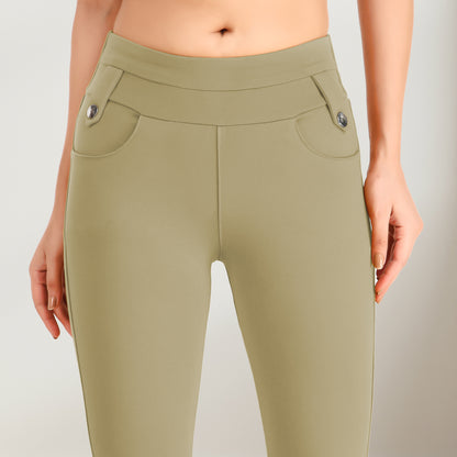 Comfortable Women's Mid-Waist Jeggings with 2 Front Pockets