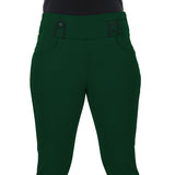 ComfortFit Women's Mid-Waist Jeggings with 2 Front Pockets - Dark Green 