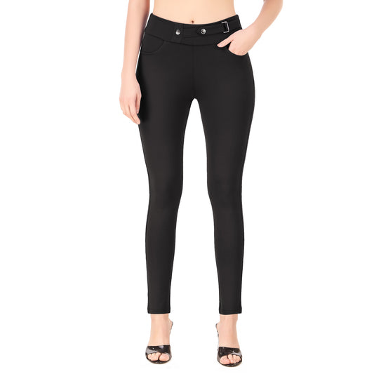 Most Comfortable Women's Mid-Waist Jeggings with 2 Front Pockets 