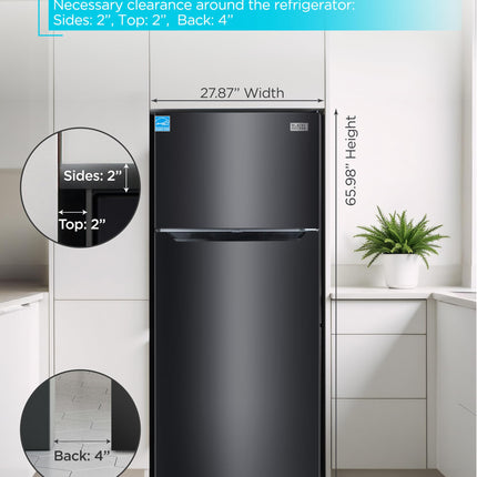 BLACK+DECKER 14.6 Cu. Ft. Top Mount Refrigerator with Freezer, 2 Door Refrigerator with Top Freezer and Adjustable Temperature Control, ENERGY STAR, BR1460HB, Black 