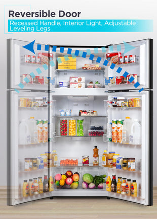 BLACK+DECKER 14.6 Cu. Ft. Top Mount Refrigerator with Freezer, 2 Door Refrigerator with Top Freezer and Adjustable Temperature Control, ENERGY STAR, BR1460HB, Black 