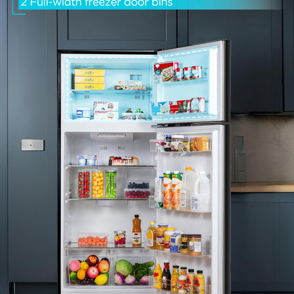 BLACK+DECKER 14.6 Cu. Ft. Top Mount Refrigerator with Freezer, 2 Door Refrigerator with Top Freezer and Adjustable Temperature Control, ENERGY STAR, BR1460HB, Black 