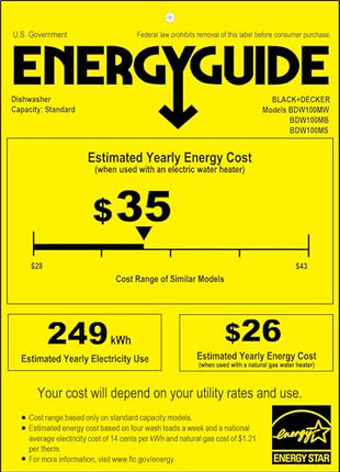 BLACK+DECKER 24" Built-In Dishwasher, 12-Place Setting Capacity with Stainless Steel Tub, Dish Washer with 5 Wash Programs, Low Noise, ENERGY STAR Certified, BDW100MS, Stainless Steel 