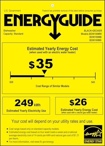 BLACK+DECKER 24" Built-In Dishwasher, 12-Place Setting Capacity with Stainless Steel Tub, Dish Washer with 5 Wash Programs, Low Noise, ENERGY STAR Certified, BDW100MS, Stainless Steel 