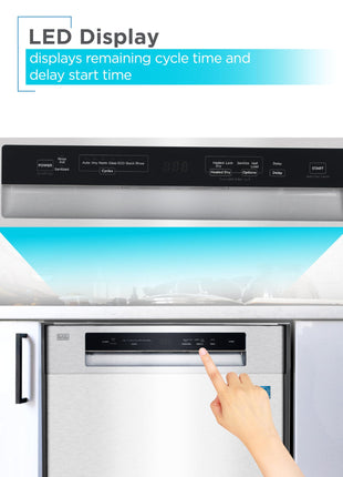 BLACK+DECKER 24" Built-In Dishwasher, 12-Place Setting Capacity with Stainless Steel Tub, Dish Washer with 5 Wash Programs, Low Noise, ENERGY STAR Certified, BDW100MS, Stainless Steel 