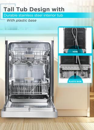 BLACK+DECKER 24" Built-In Dishwasher, 12-Place Setting Capacity with Stainless Steel Tub, Dish Washer with 5 Wash Programs, Low Noise, ENERGY STAR Certified, BDW100MS, Stainless Steel 