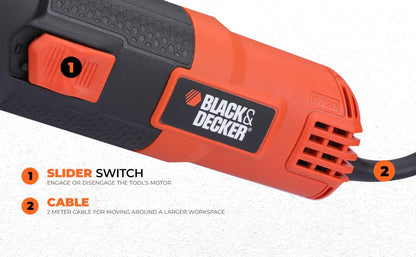 BLACK+DECKER G720R-IN,820 Watts, 4 inch (100mm), Angle Grinder (Corded) for Grinding, Polishing and Cutting with Spindle Lock and Slide Switch, 1 Year Warranty (SIDE HANDLE INCLUDED) 