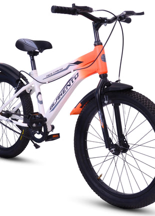 BLAKENTO Kids Cycle for Girls and Boys |20T Ace Crew Cycle for Kids 6 to 9 Years| Premium Matte Finished White & Orange 