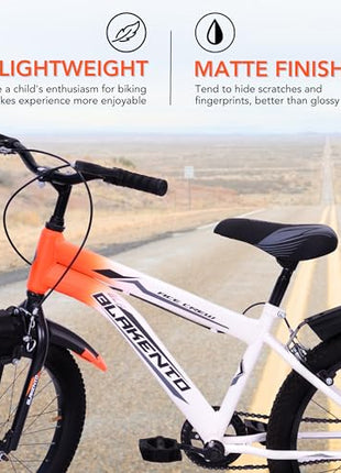 BLAKENTO Kids Cycle for Girls and Boys |20T Ace Crew Cycle for Kids 6 to 9 Years| Premium Matte Finished White & Orange 