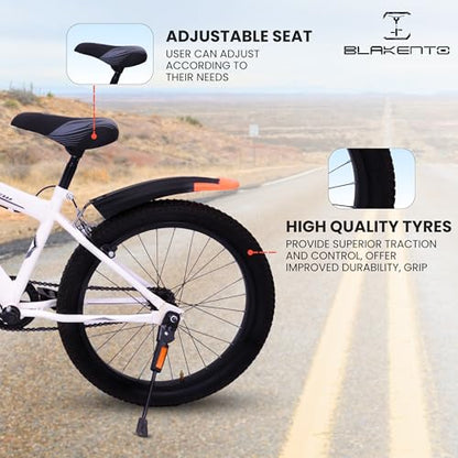 BLAKENTO Kids Cycle for Girls and Boys |20T Ace Crew Cycle for Kids 6 to 9 Years| Premium Matte Finished White & Orange 