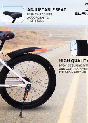 BLAKENTO Kids Cycle for Girls and Boys |20T Ace Crew Cycle for Kids 6 to 9 Years| Premium Matte Finished White & Orange 