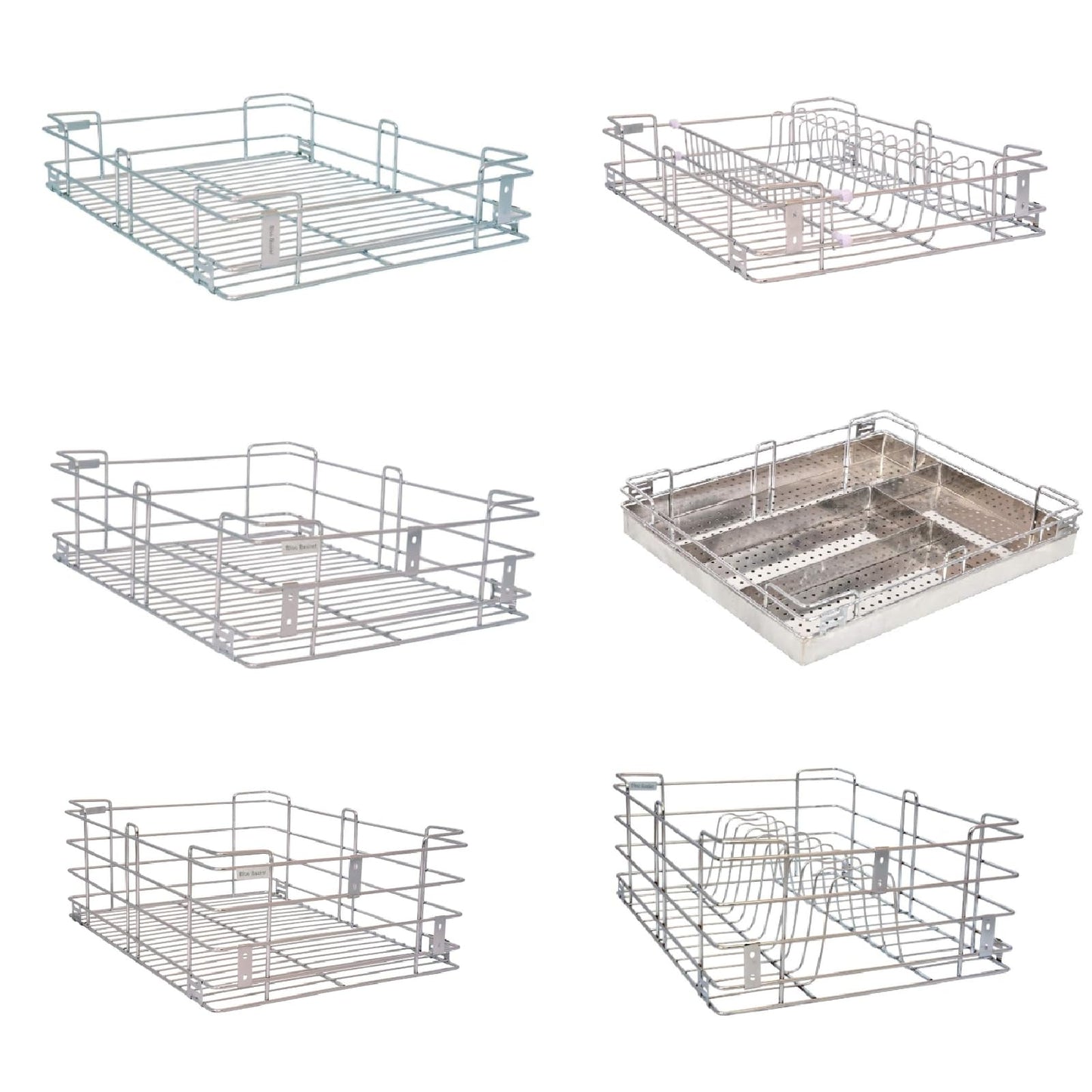 BLOO BASKET Stainless Steel 202 Modular Kitchen Basket Utensils Drawer Wired Set Of 6 (Size : 19 Inch Width X 20 Inch Depth) Silver - Countertop, Hanging Shelves, Rectangular 