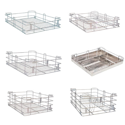 BLOO BASKET Stainless Steel 202 Modular Kitchen Basket Utensils Drawer Wired Set Of 6 (Size : 19 Inch Width X 20 Inch Depth) Silver - Countertop, Hanging Shelves, Rectangular 